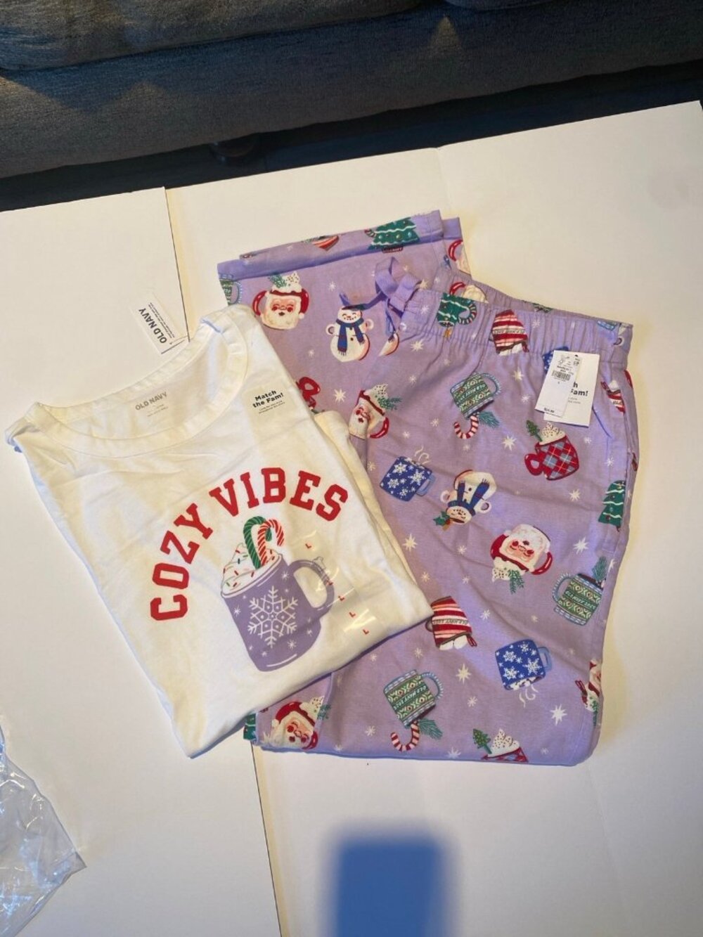 NWT Old Navy Christmas Holiday Winter Flannel Pajama Set Size Large (12-14)